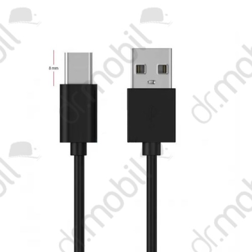 Adatátvitel adatkábel és töltő (USB - Type-C speciális, 8 mm hosszított fej, 100cm) fekete